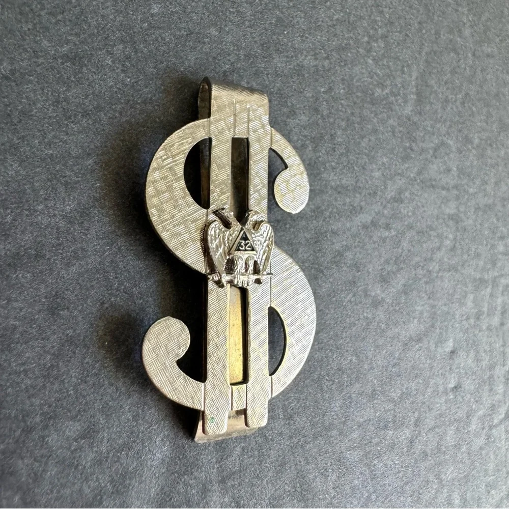 Vintage FOE Fraternal Order Of Eagles Club Money‎ Clip Silver Tone Dollar Sign
